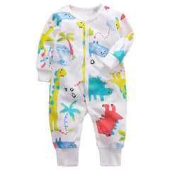 Newborn Footed Pajamas Zipper Girl and Boy Romper Long Sleeve Jumpsuit Cotton Solid White Fashion 0-24 Months Baby Clothes