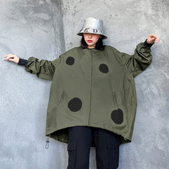 Retro long sleeved stand up collar trench coat for women loose and fashionable stylish zipper cardigan