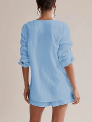 Ladies' summer pajamas made of pure cotton gauze