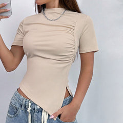 Ladies' elegant T-shirt for spring and summer sweet and spicy style tight fitting top