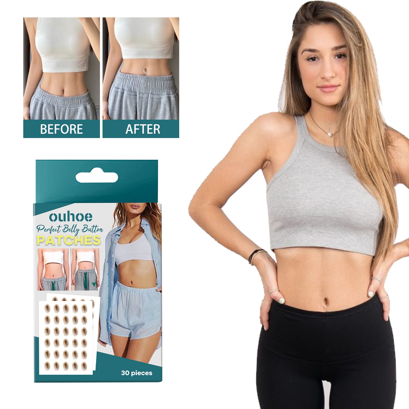 Shaped-up Belly Button Sticker, Height Beauty Body Emulates Waterproof Belly Button Sticker
