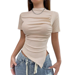 Ladies' elegant T-shirt for spring and summer sweet and spicy style tight fitting top