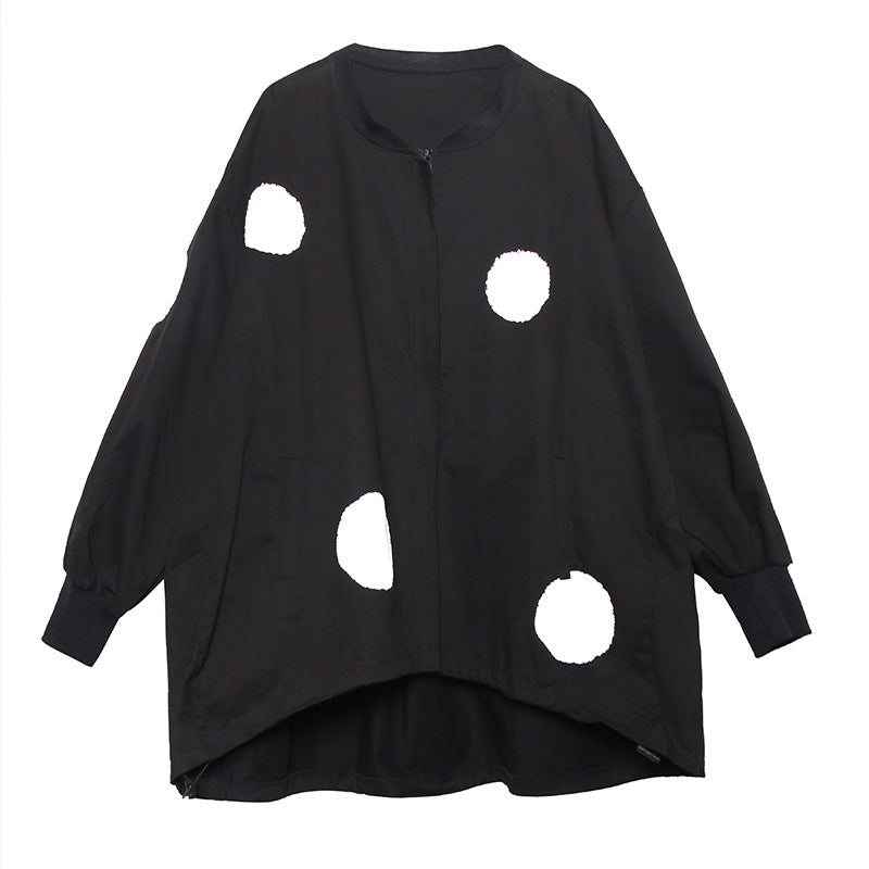 Retro long sleeved stand up collar trench coat for women loose and fashionable stylish zipper cardigan