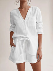 Ladies' summer pajamas made of pure cotton gauze