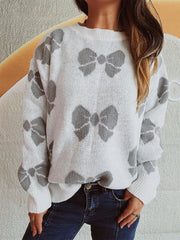Loose bow sweater pullover knitted sweater for women