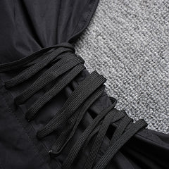 Fashionable design waist tied shirt for women in spring new woven lace up irregular long sleeved top
