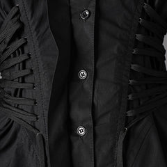 Fashionable design waist tied shirt for women in spring new woven lace up irregular long sleeved top
